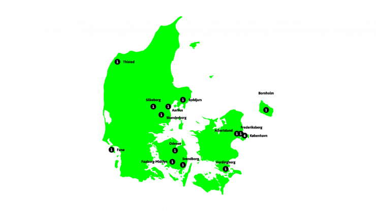 Danmarkskort i grønt